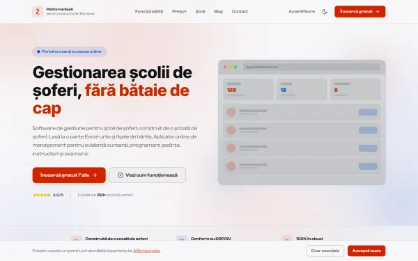 ScoliDeSofer.ro - Landing SaaS Școli de Șoferi
